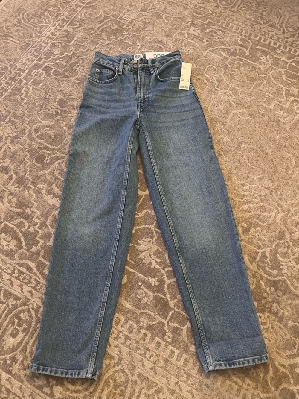 BDG High-Rise Straight Jeans — Medium Blue Denim